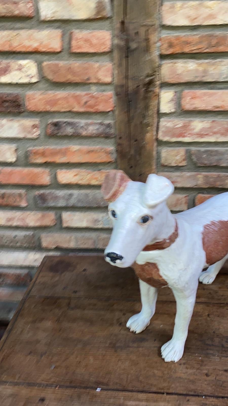 Early 20th Century Large Majolica Terracotta Dog Terrier Bavent For Sale
