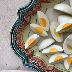 Large French Majolica Faience Trompe L'oeil Eggs Platter, circa 1930