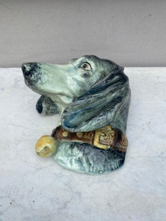 Large Majolica Wall Pocket Dog Delphin Massier, circa 1890