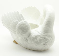 Large Majolica White Swan Jardiniere Stamped Imperiale Nimy Belgium, circa 1900