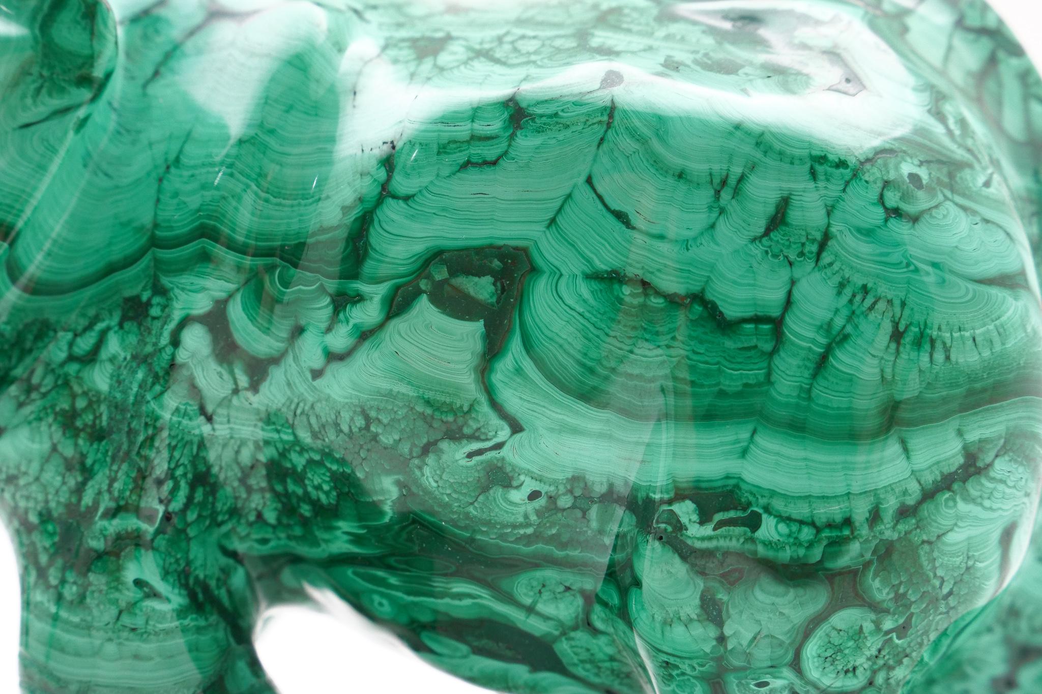 Congolese Large Malachite Elephant Carving