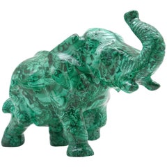 Large Malachite Elephant Carving