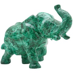 Large Malachite Elephant Carving