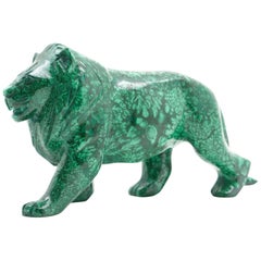 Large Malachite Lion Carving