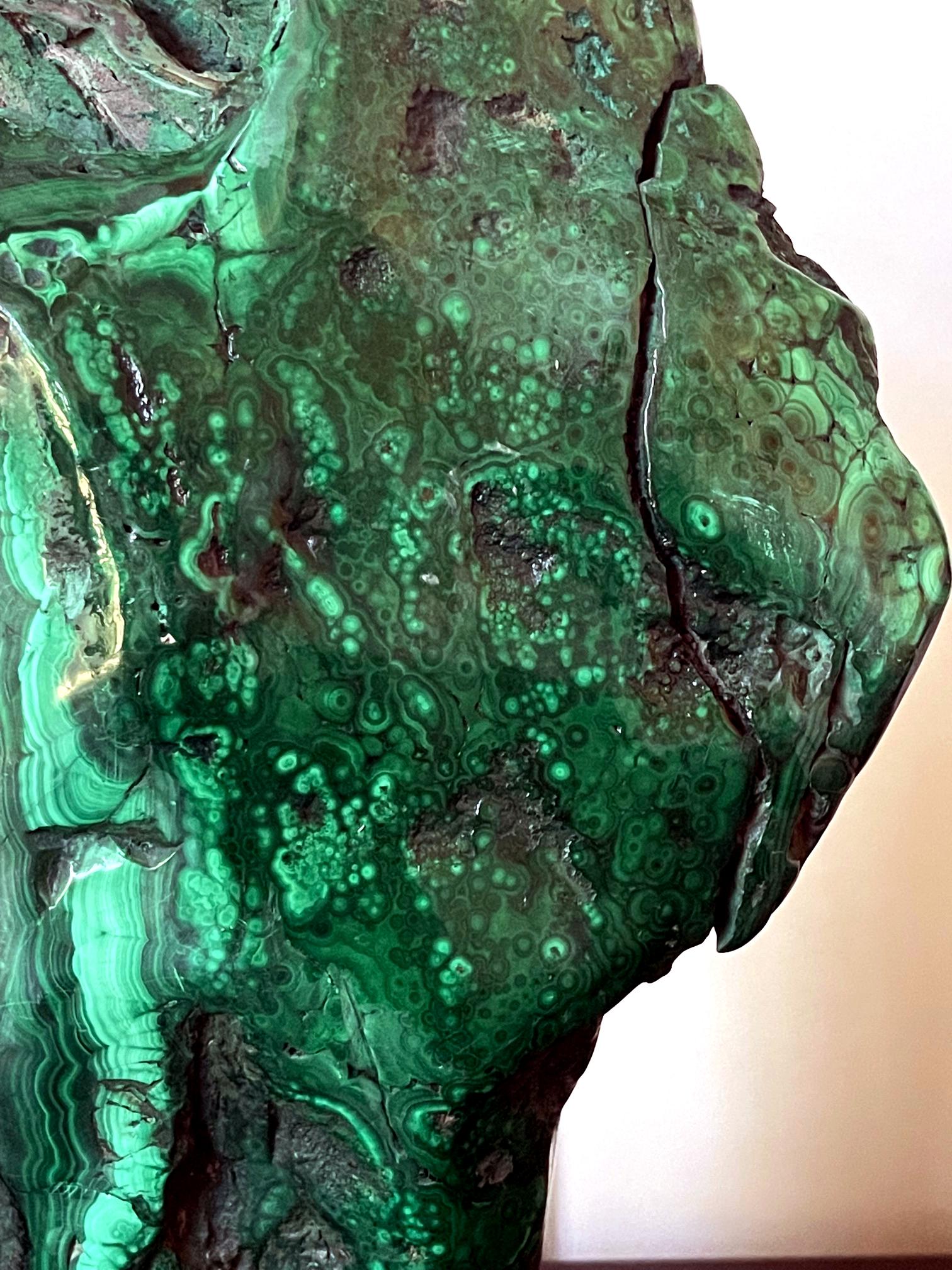 Large Malachite Rock on Display Stand Chinese Scholar Stone For Sale 5