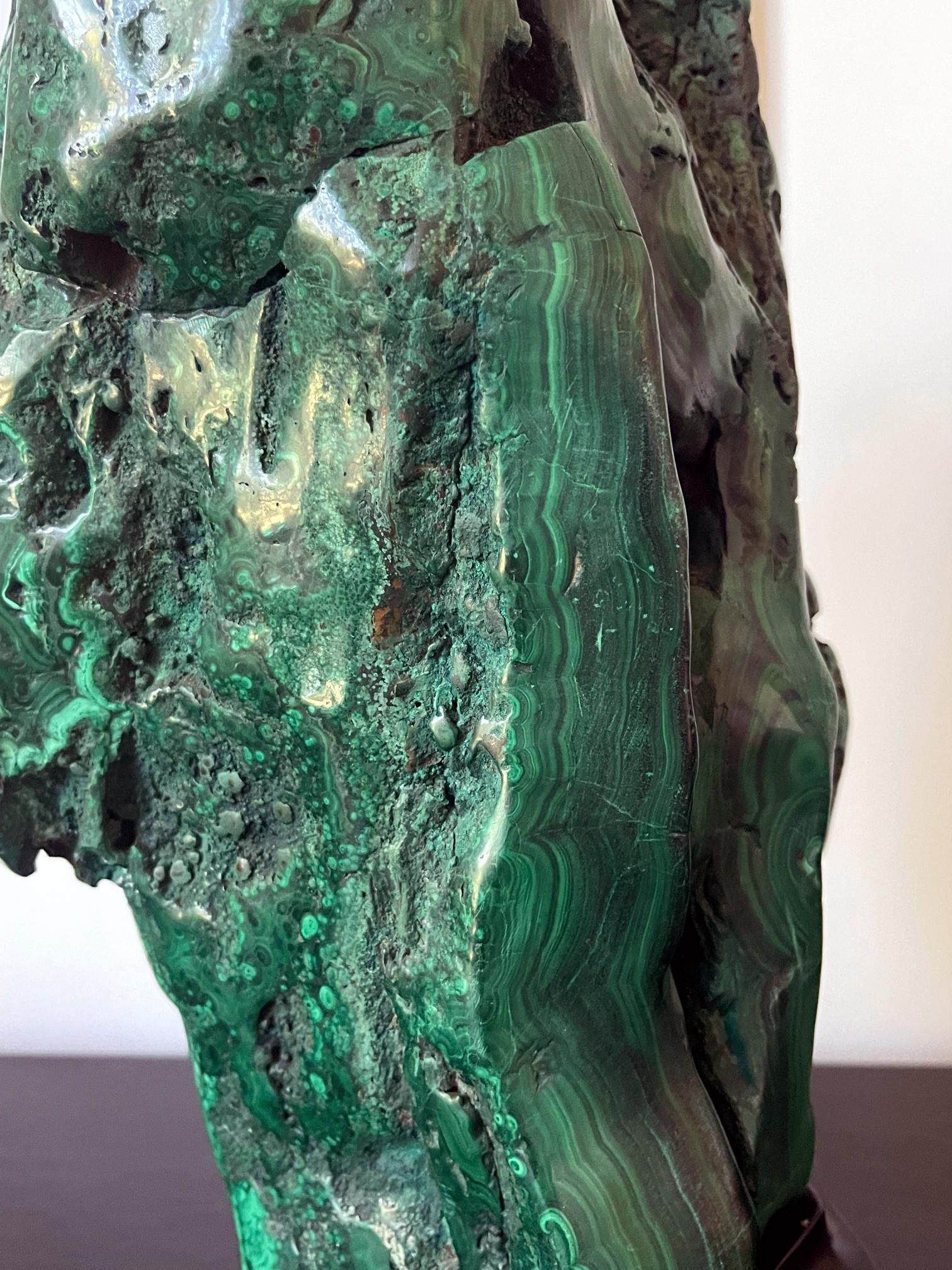 Large Malachite Rock on Display Stand Chinese Scholar Stone For Sale 6