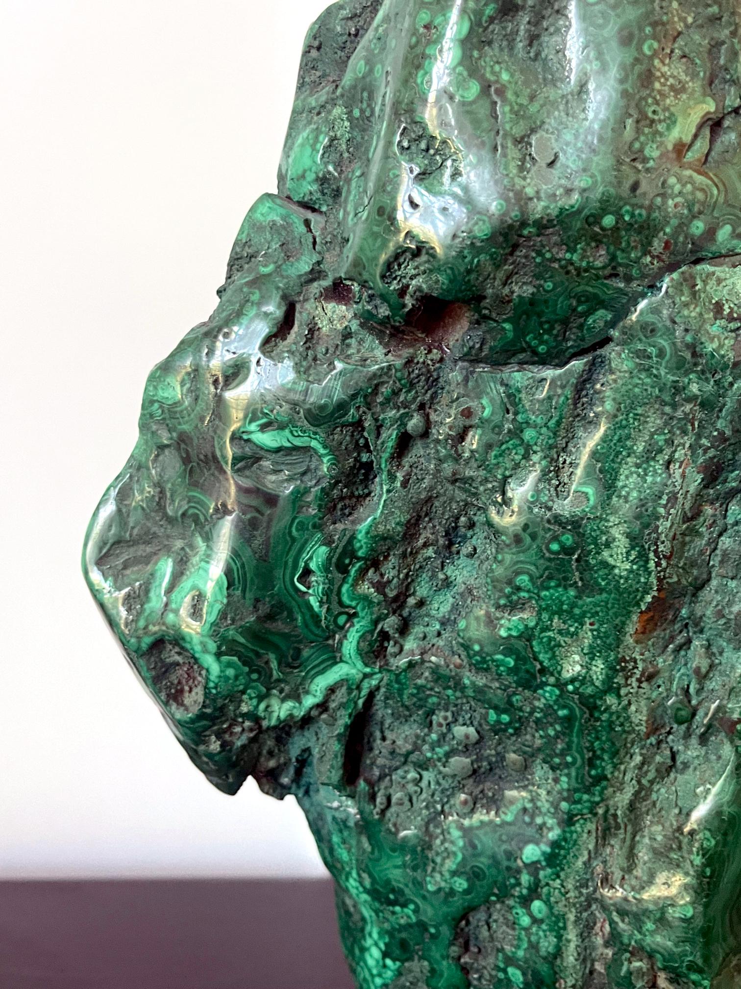 Large Malachite Rock on Display Stand Chinese Scholar Stone For Sale 7