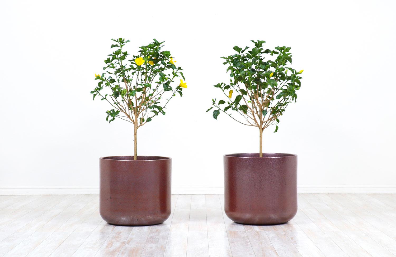 Price is for each. Large Malcolm Leland & David Cressey Studio planters with pro artisan stoneware & rust glaze.