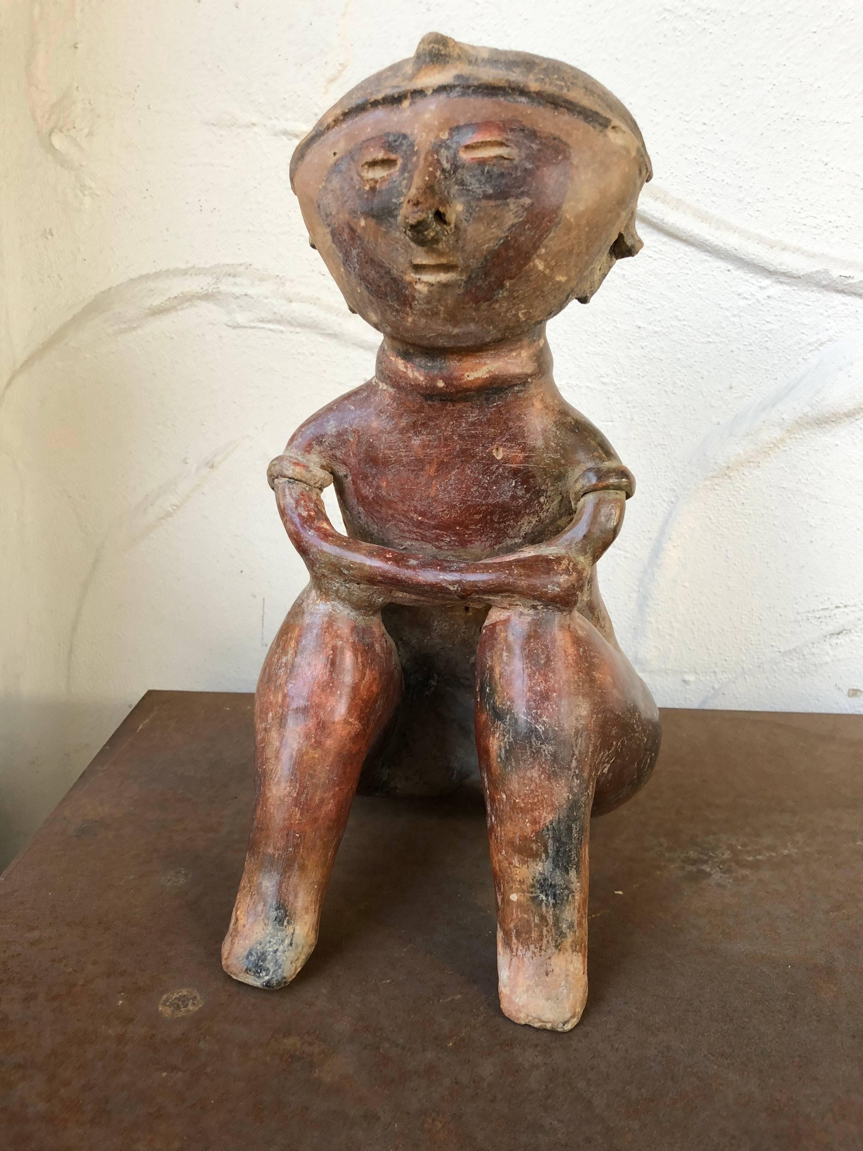 Provenance: Sothebys NY

Excellent overall condition for its age, old hairline separation in inner thigh area, as shown in image.

The Western Mexico shaft tomb tradition or shaft tomb culture refers to a set of interlocked cultural traits found