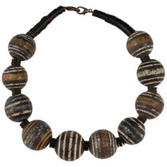 Large Mali Terracotta Tribal Bead Necklace by Claire Ginioux, Paris, France
