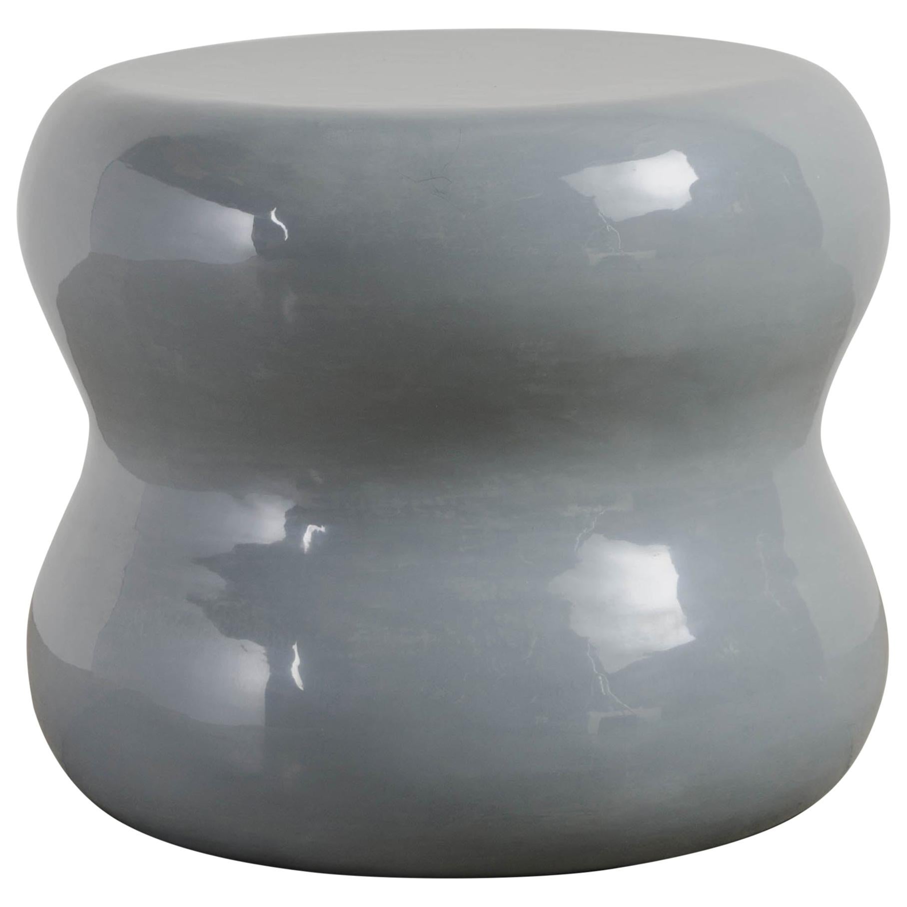Large Mallet Drumstool, Grey Lacquer by Robert Kuo, Limited For Sale