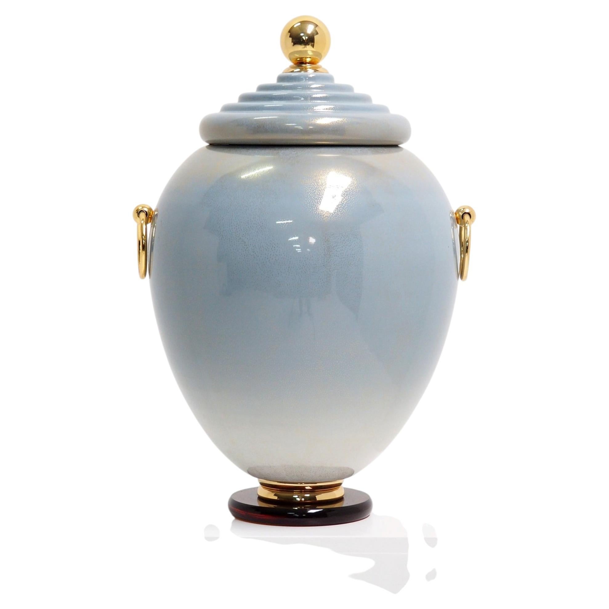Große italienische Porzellanvase „Mangani“ mit Deckel, 1970er Jahre