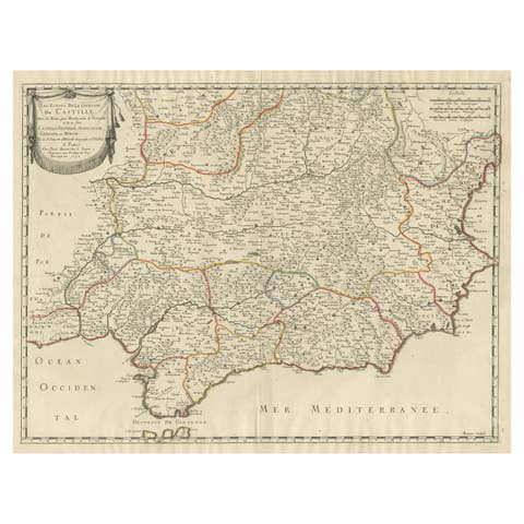 Large Map of Castile's Southern Realms - Granada, Andalusia, and Murcia, 1652