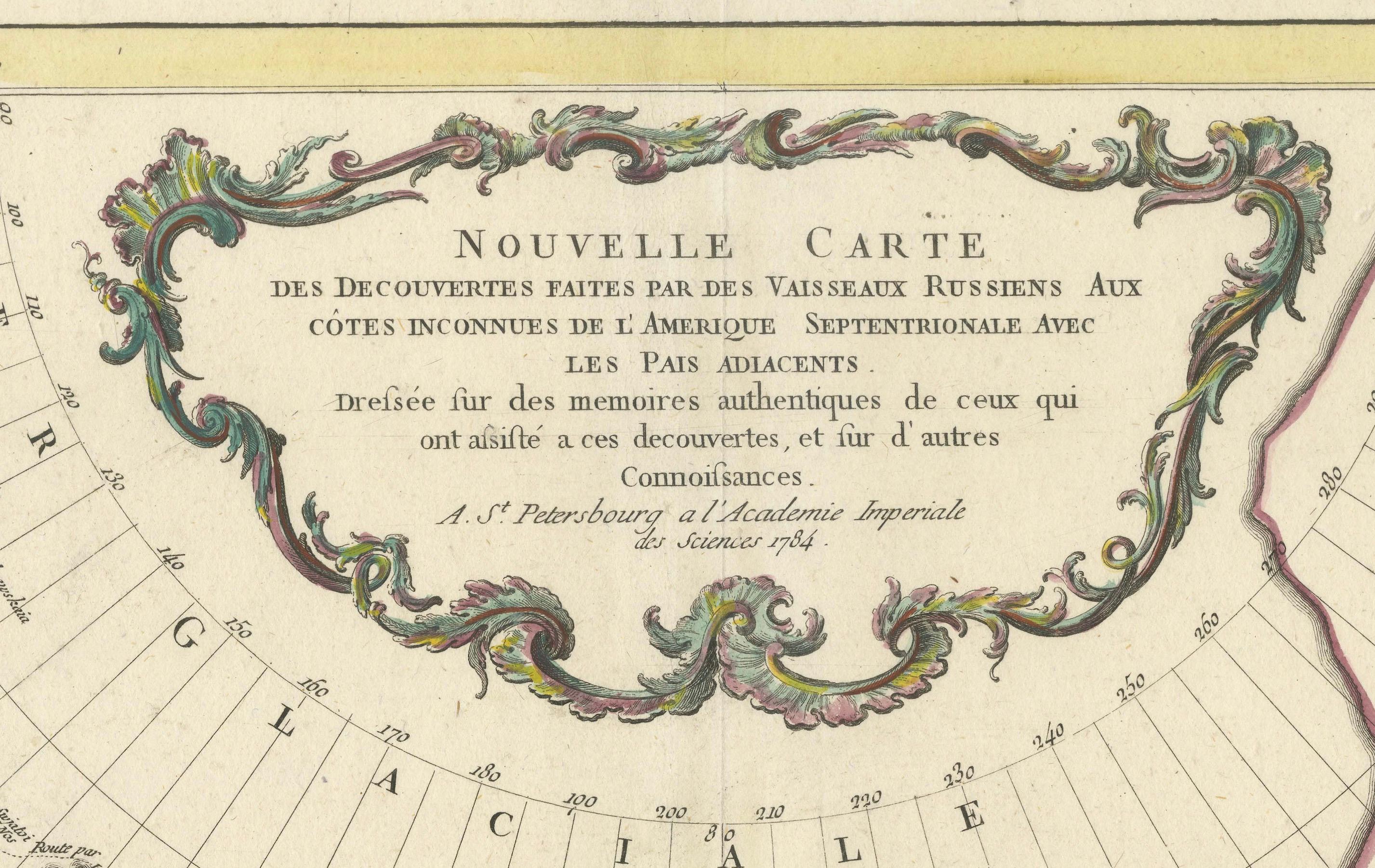 Fin du XVIIIe siècle Grande carte des découvertes russes en Sibérie, en Alaska et dans le détroit de Bering, 1784 en vente
