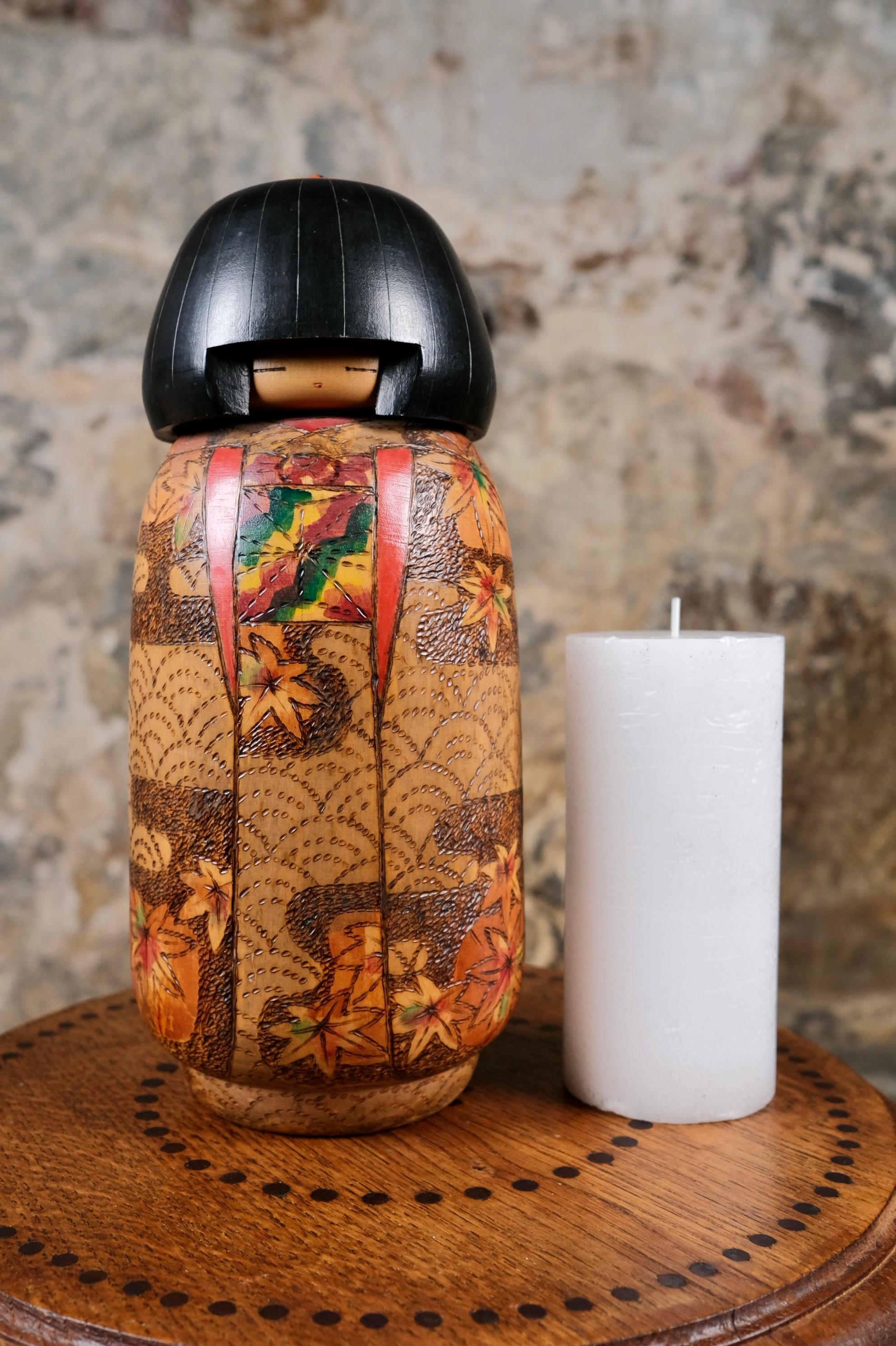 Large Maple Leaves Kokeshi by Inosuke Kobayashi, 1970s, Japan For Sale 6