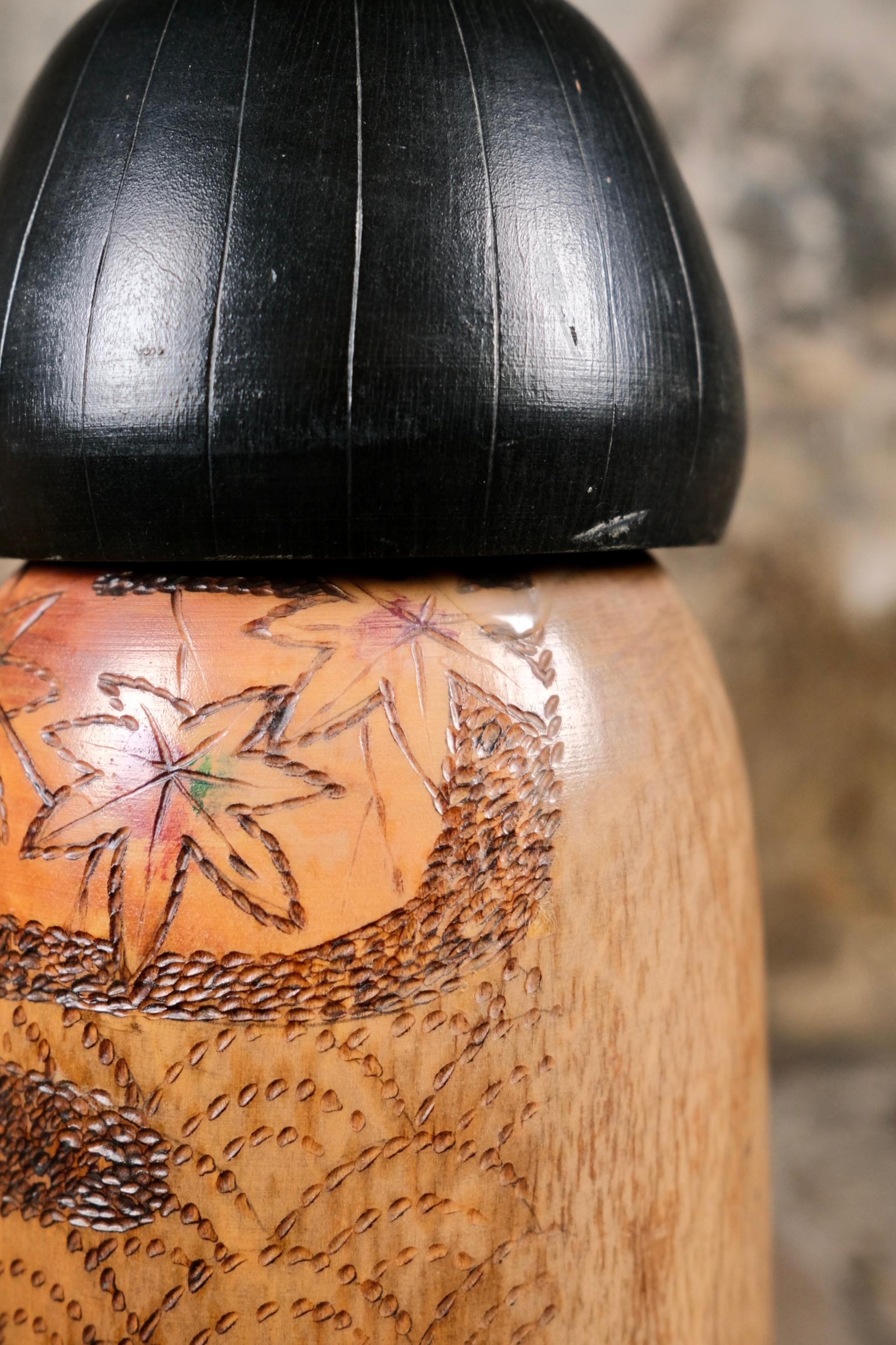 Large Maple Leaves Kokeshi by Inosuke Kobayashi, 1970s, Japan For Sale 1