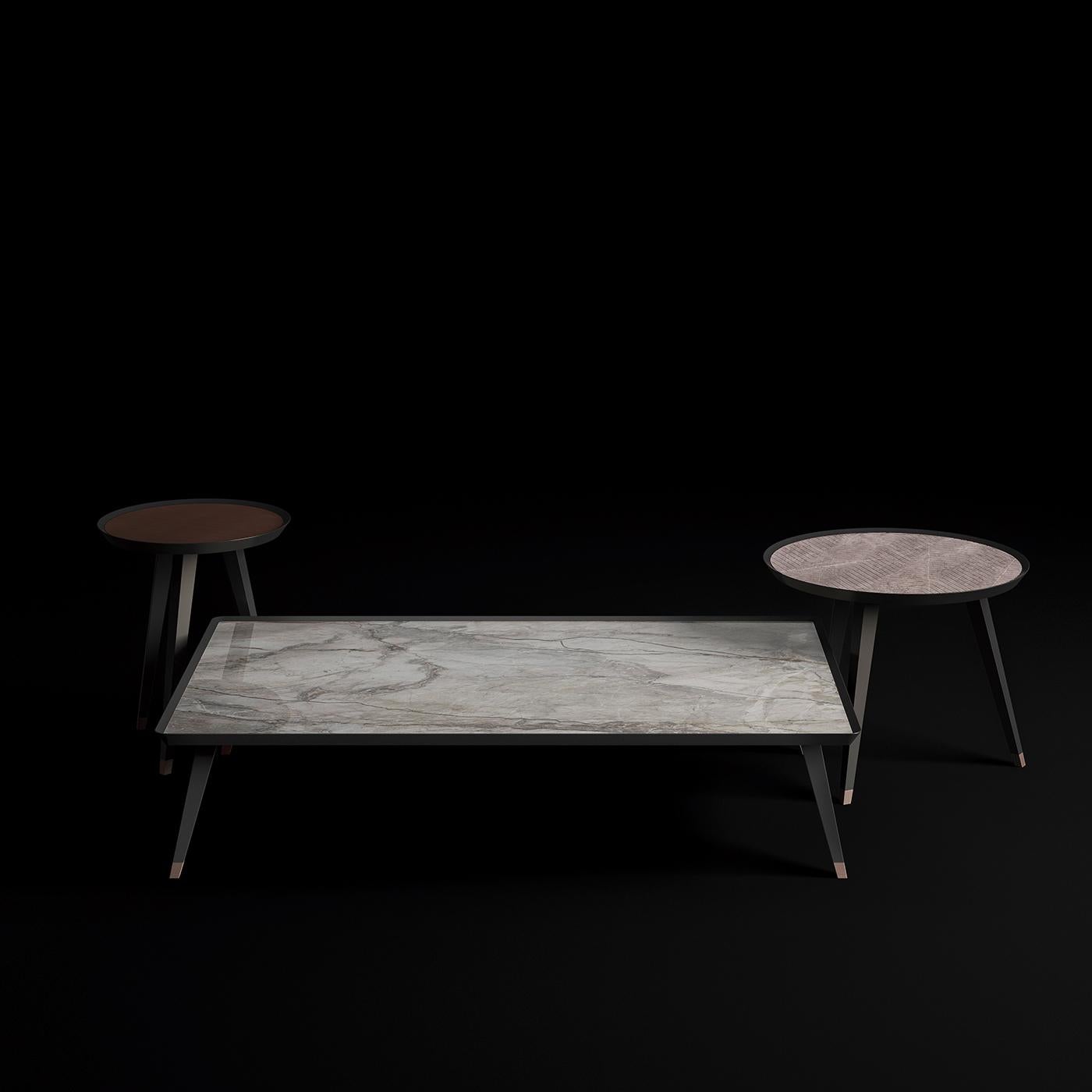 Italian Large Marble and Velvet Coffee Table For Sale