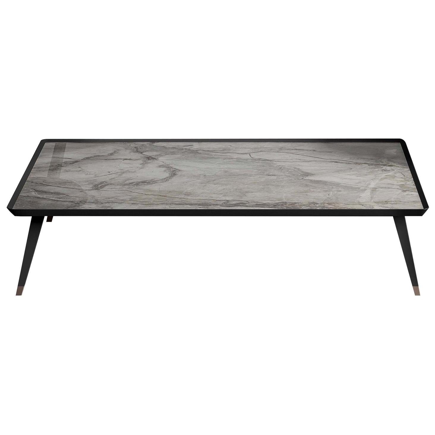 Large Marble and Velvet Coffee Table