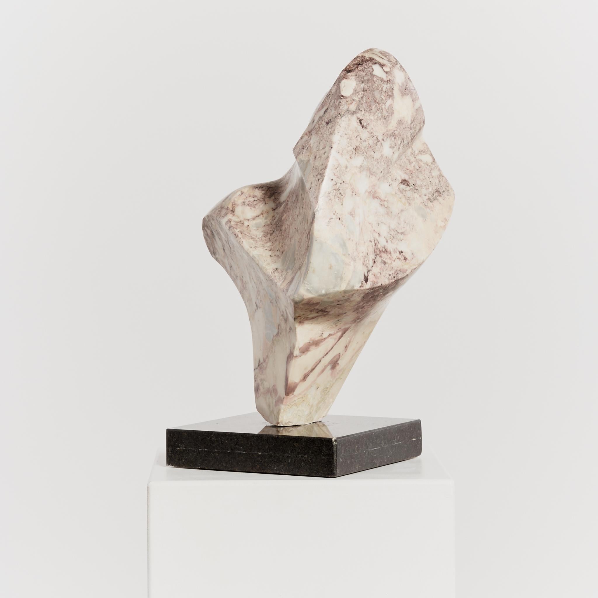 Large marble biomorphic sculpture with undulating form on granite plinth base, in the style of Tadeusz Koper.  A substantial and weighty piece. 

Period: Circa 1970's

Material: Marble, granite

Dimensions: H51cm, base approximately L25 x