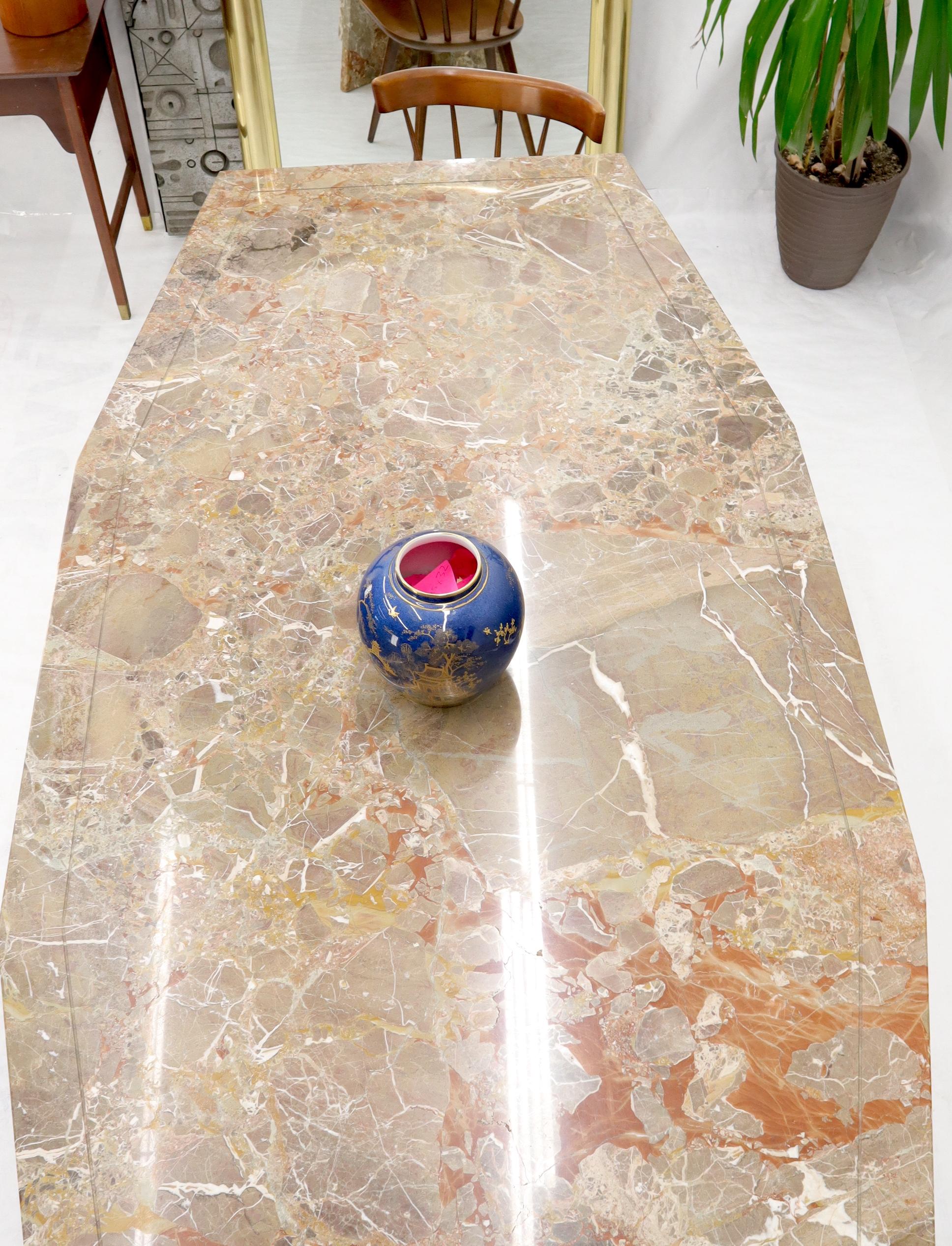 Large Marble Boat Shape Top Dining Conference Table on Cross Shape Bases For Sale 4