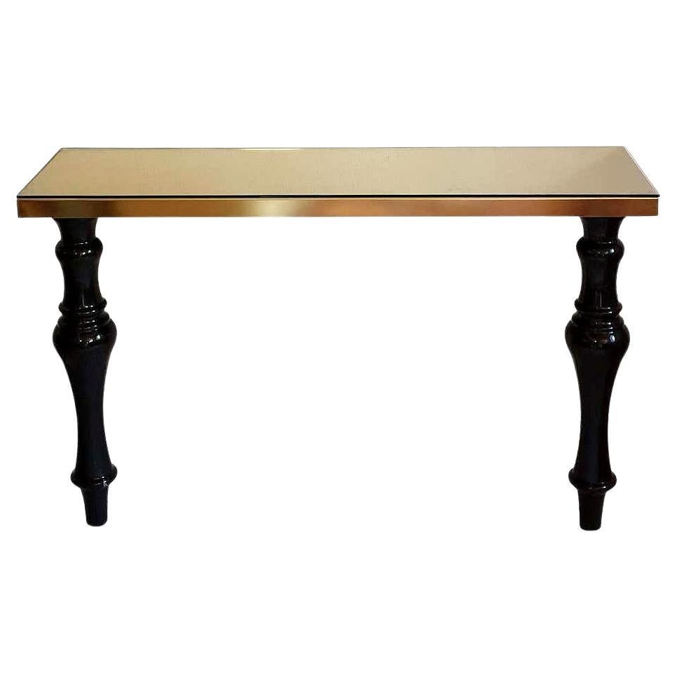 Mesa consola grande de mármol y latón Italia