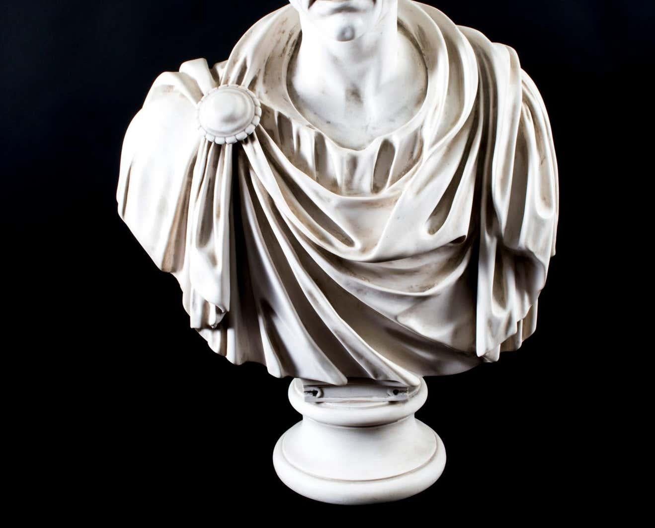European Large Marble Bust Marcus Junius Brutus, 20th Century