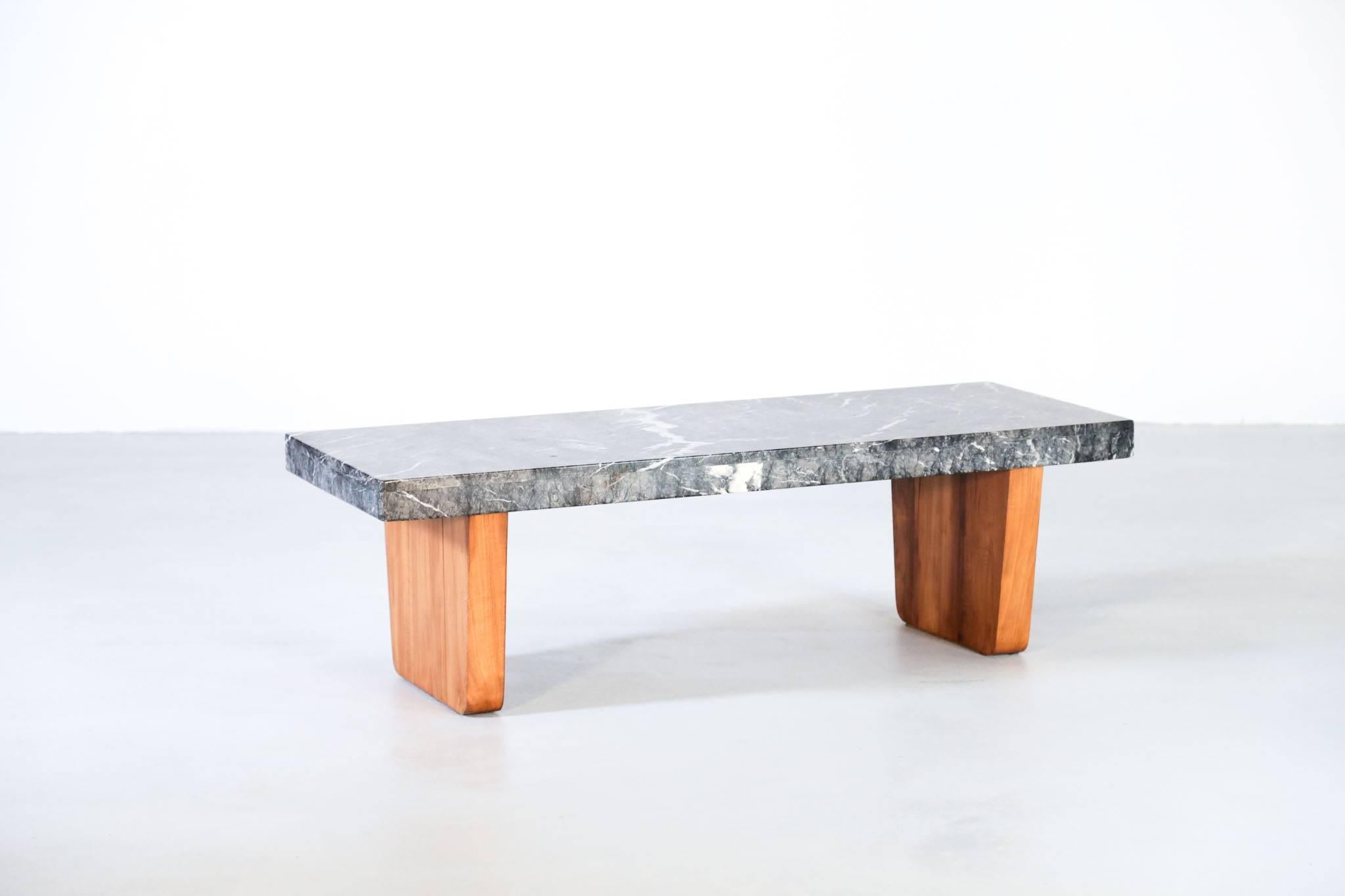 Large Marble Coffee Table, 1960s In Excellent Condition In Lyon, FR