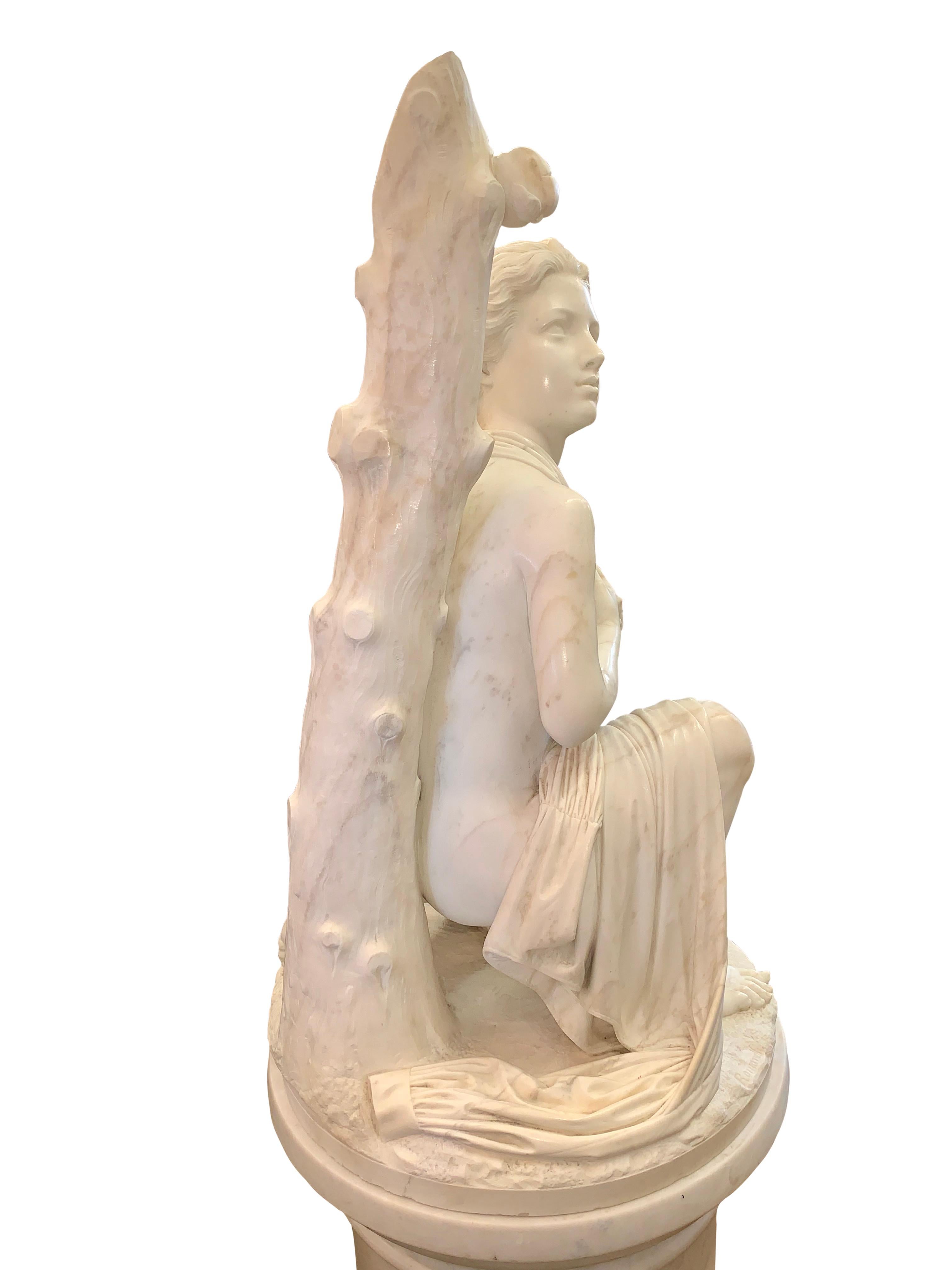 Large Marble Figure by Romanelli, 'The Son of Willaim Tell' For Sale 4