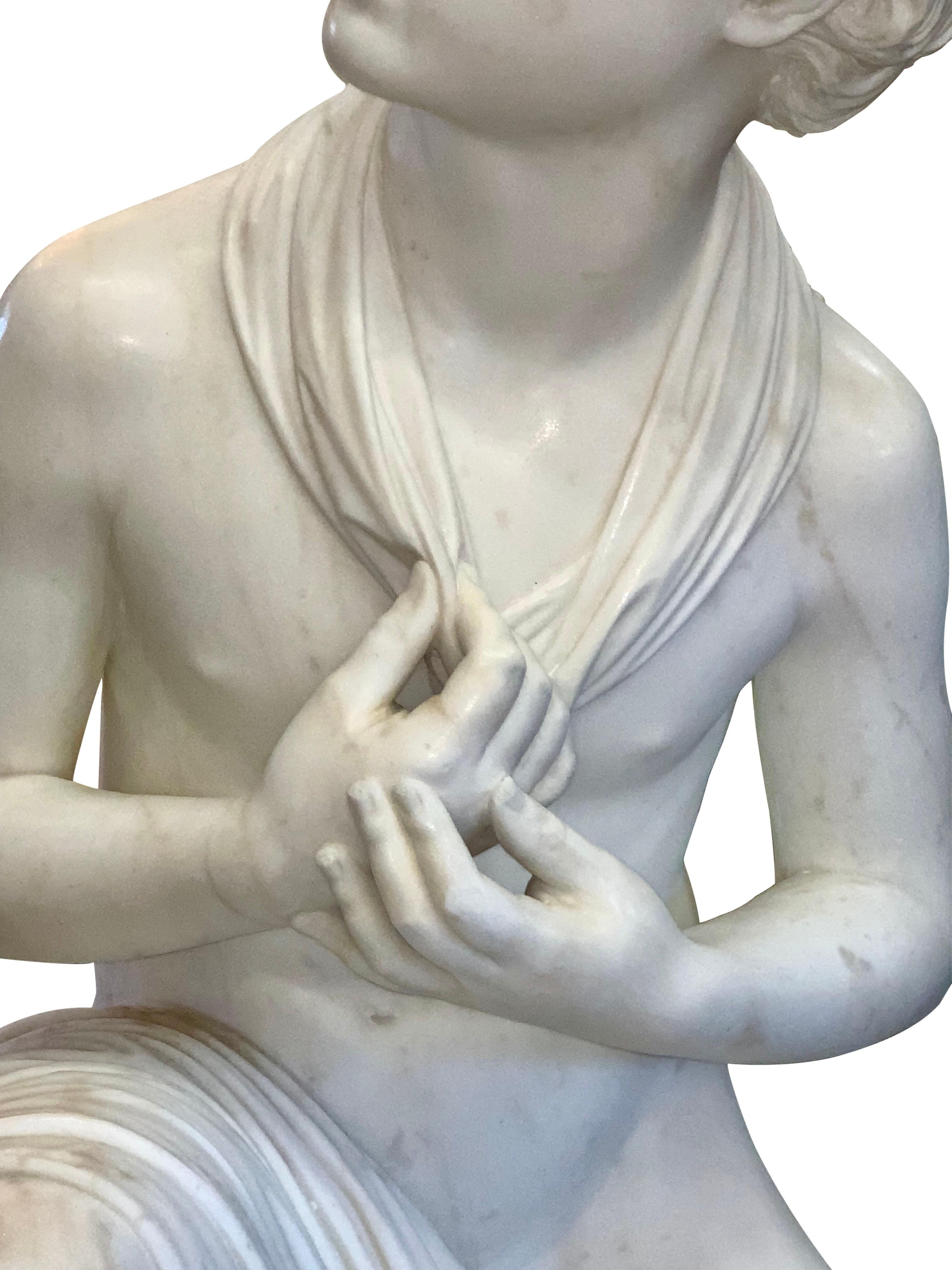Large Marble Figure by Romanelli, 'The Son of Willaim Tell' For Sale 1