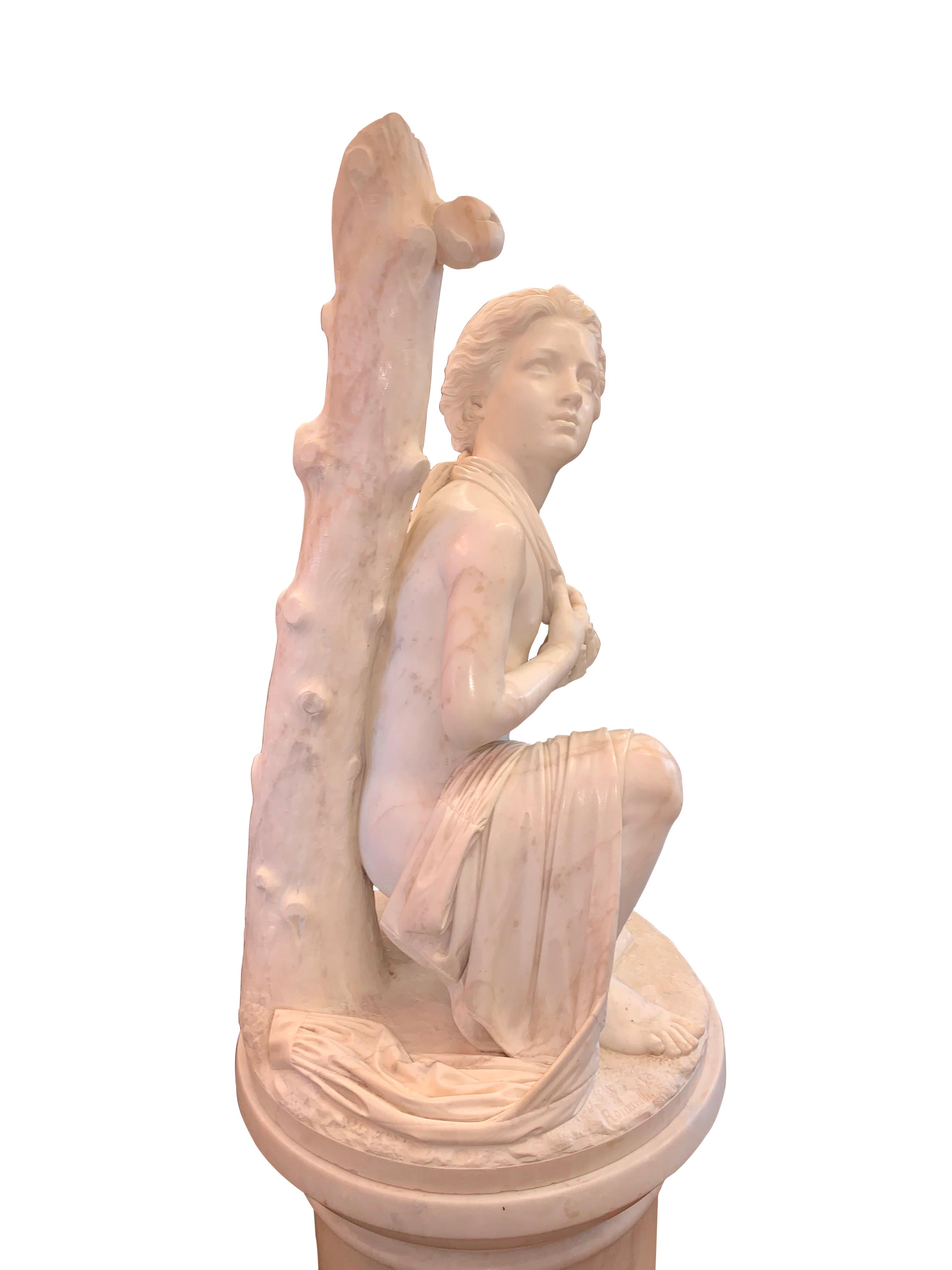 Grande figurine en marbre par Romanelli, « Le fils de William Tell » en vente 3