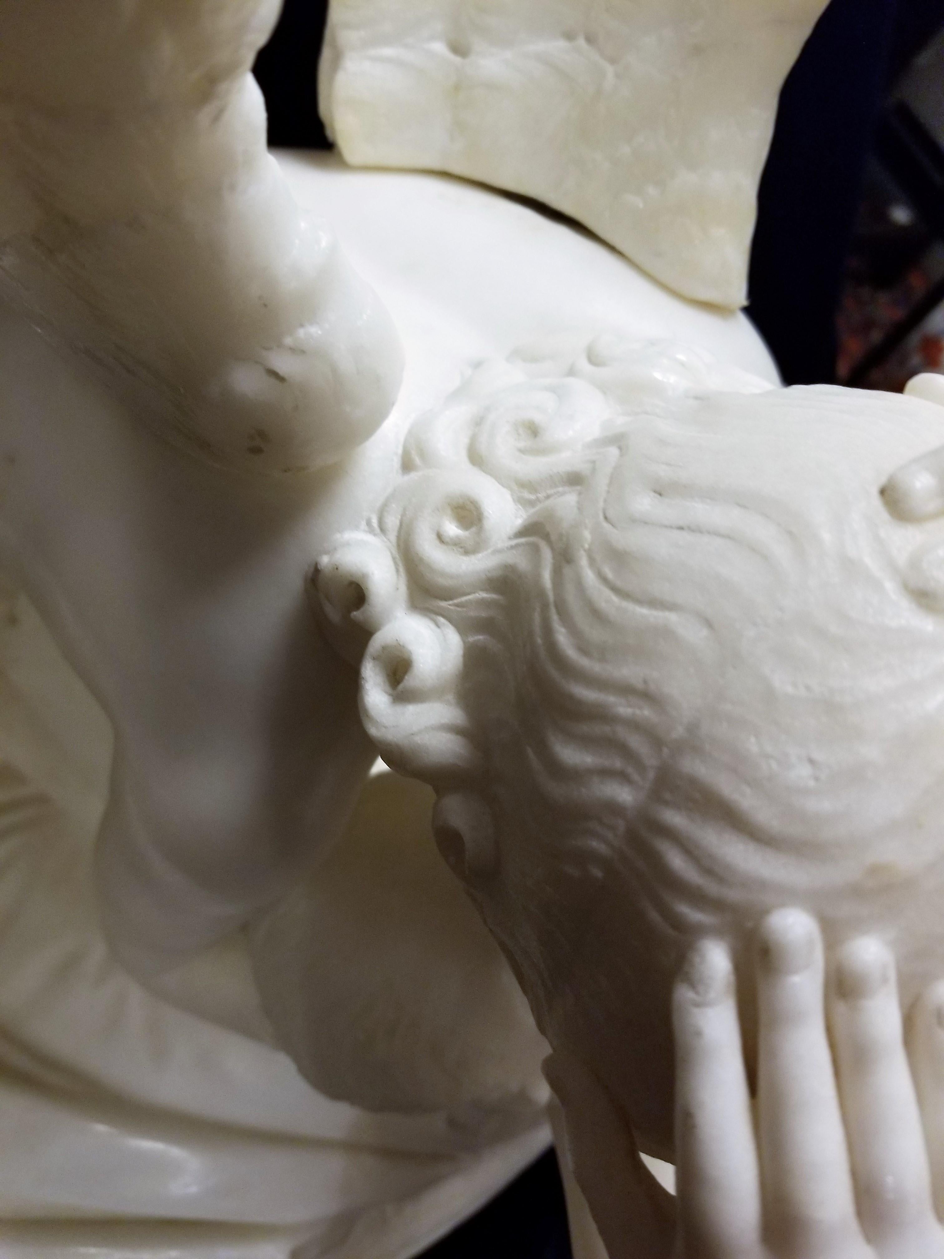 Fin du XIXe siècle Grand groupe de marbres de « Cupidon et Psyché » d'après A. Canova, Signé C. Lapini en vente