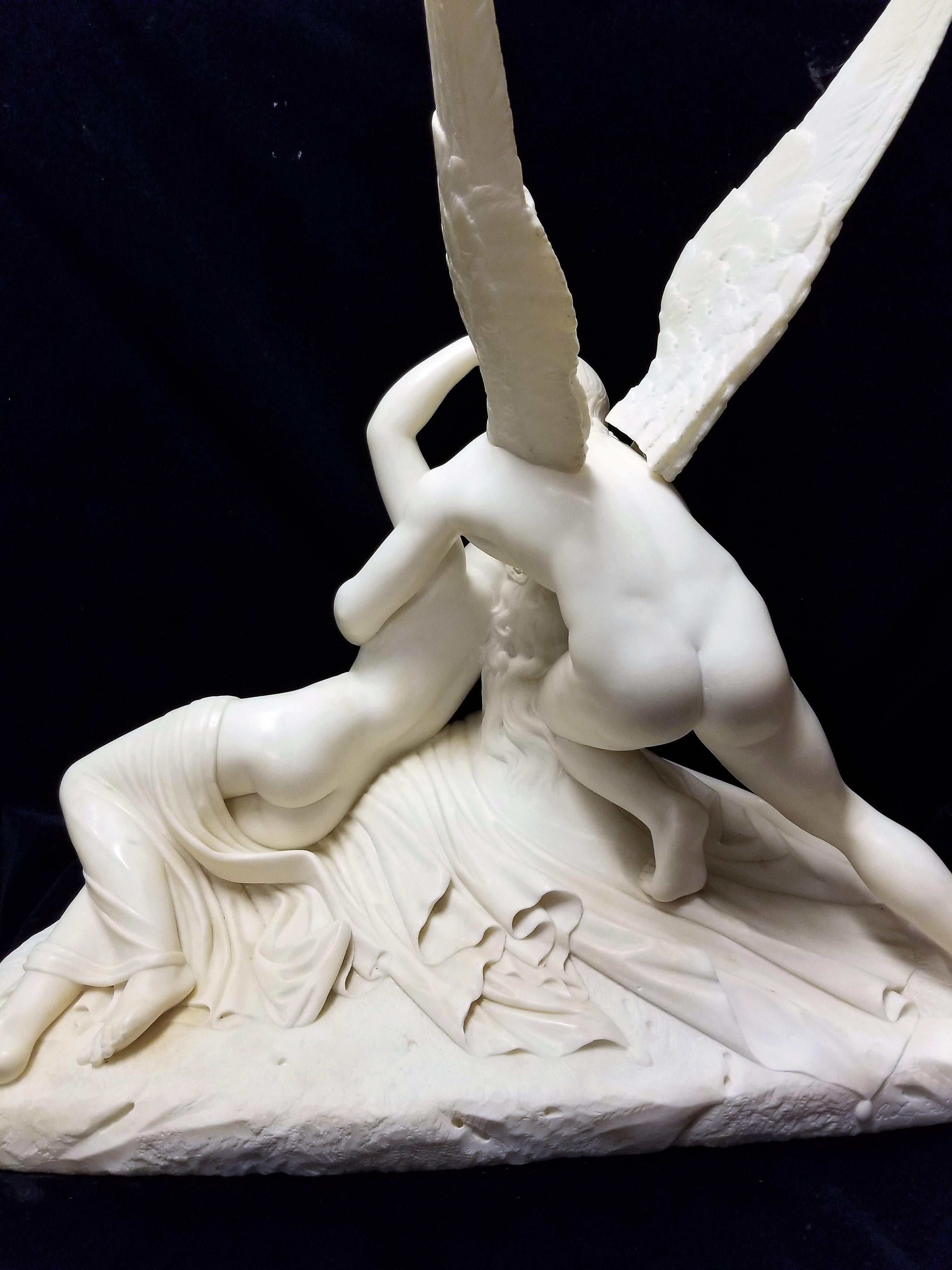 Große Marmorgruppe „Cupid and Psyche“ nach A. Canova, signiert C. Lapini im Angebot 1