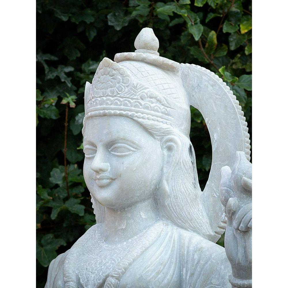 Contemporary Large Marble Lakshmi Statue from India For Sale