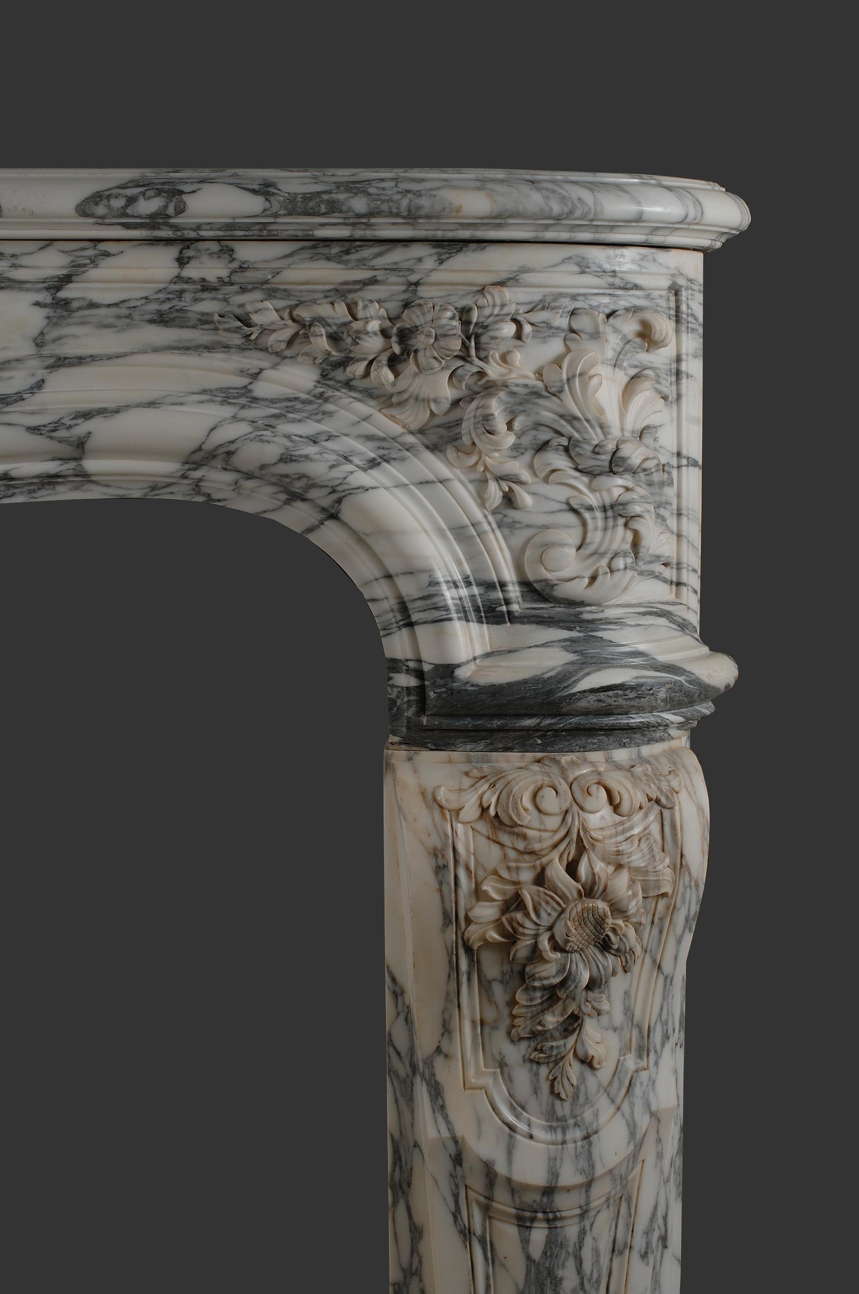 Belgian Large marble mantel in the Louis XV style For Sale