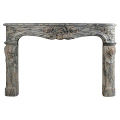 Vintage Large marble mantel in the Louis XV style