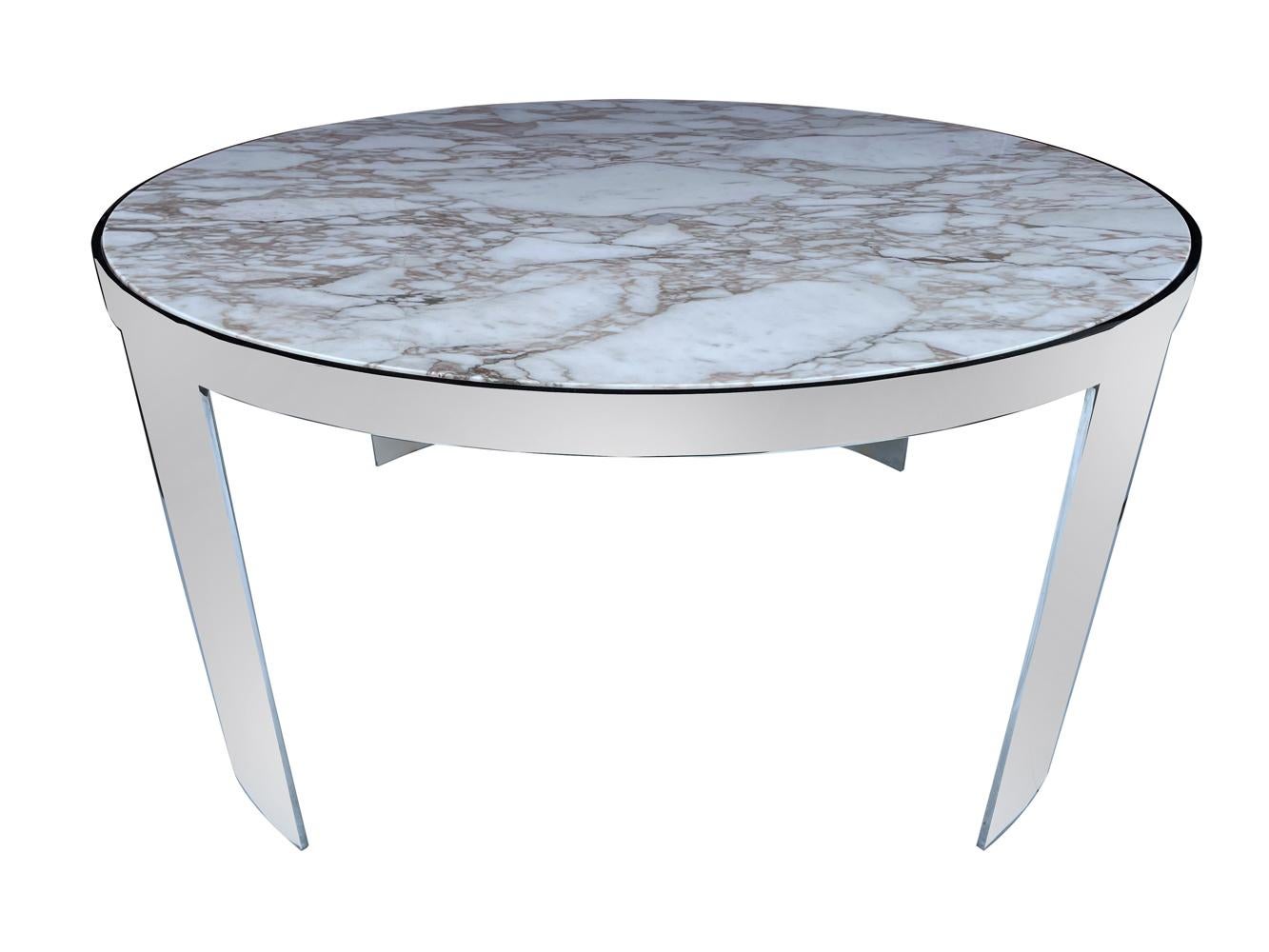 Late 20th Century Large Marble Mid-Century Modern Round Dining or Center Table by Leon Rosen