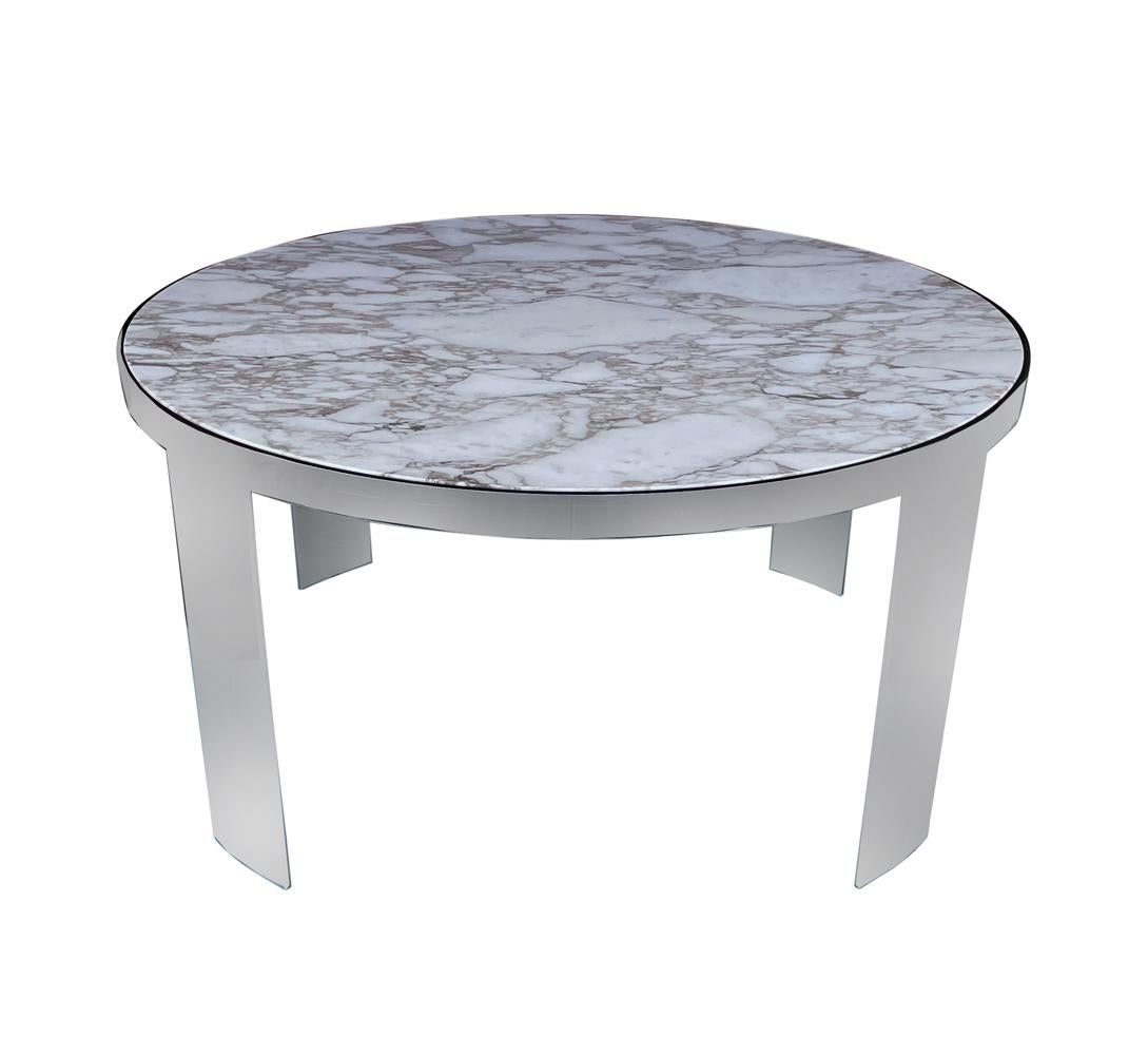 Large Marble Mid-Century Modern Round Dining or Center Table by Leon Rosen 1
