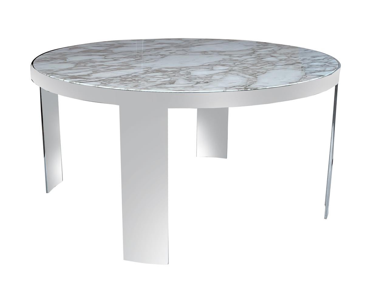 Large Marble Mid-Century Modern Round Dining or Center Table by Leon Rosen 2