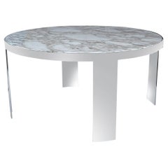 Large Marble Mid-Century Modern Round Dining or Center Table by Leon Rosen