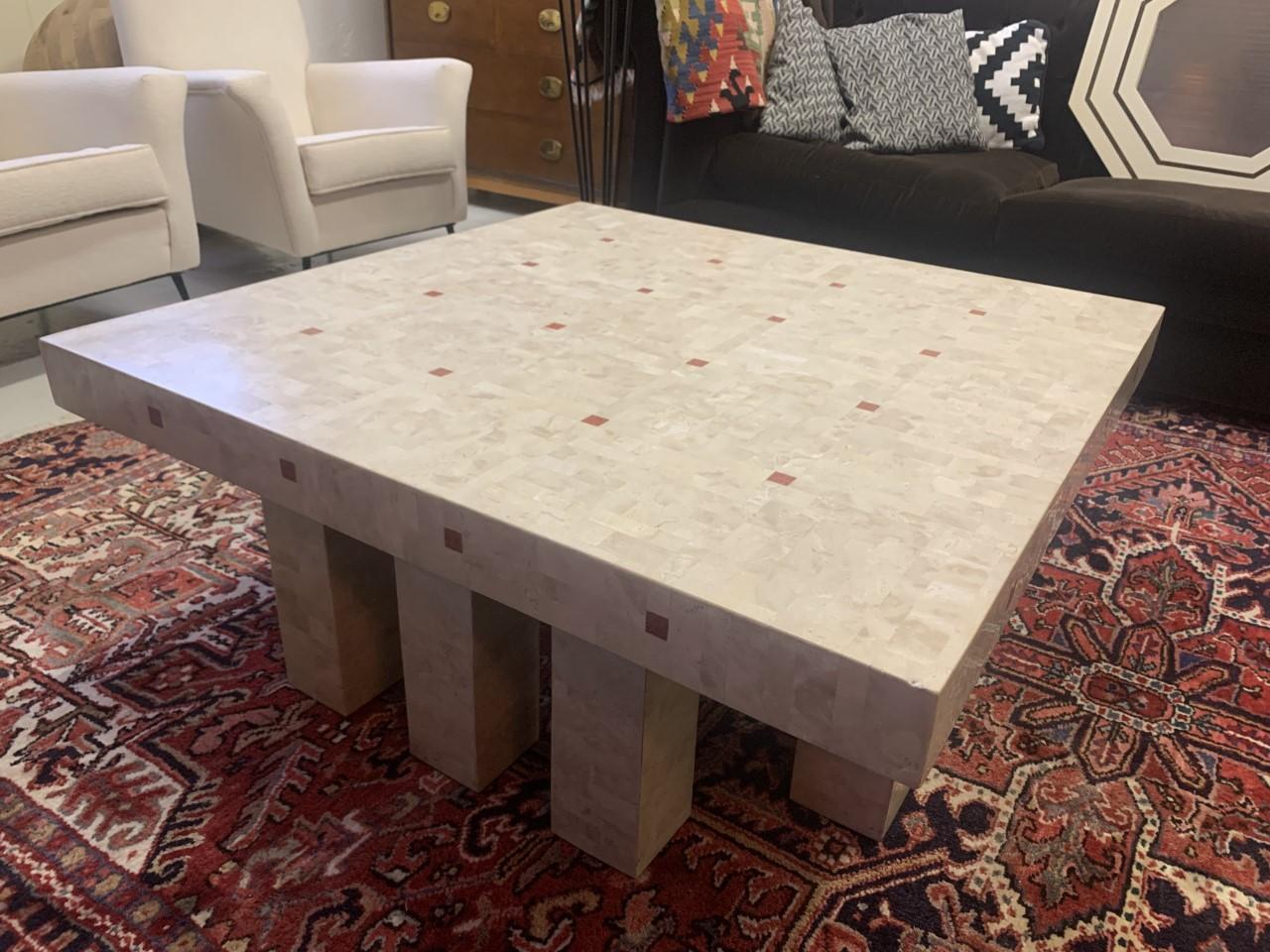 Italian Large Marble Mosaic Brutalist Coffee Table 1970s For Sale
