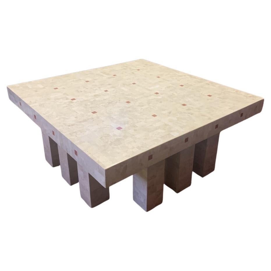 Large Marble Mosaic Brutalist Coffee Table 1970s