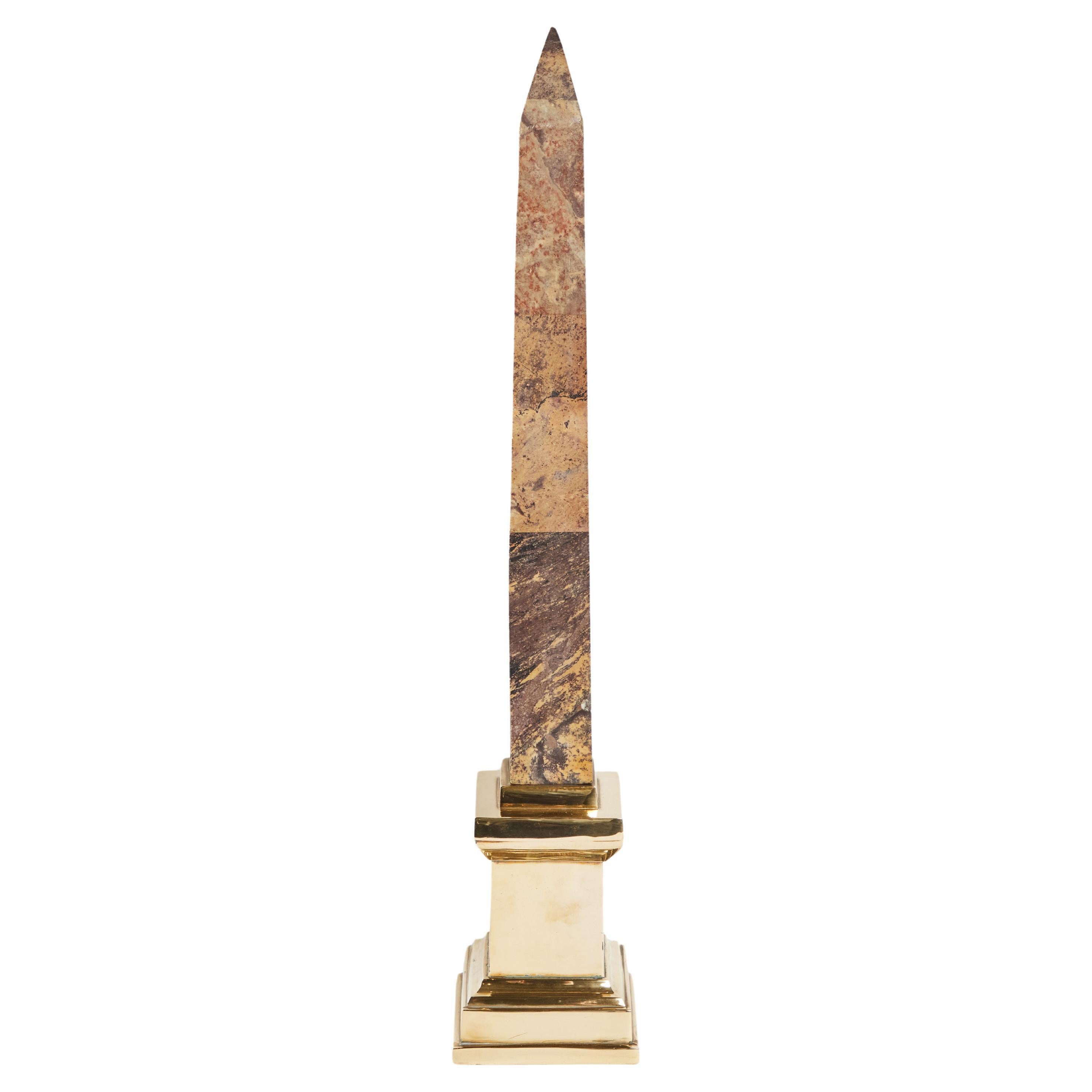 Large Marble Obelisk with Brass Mount