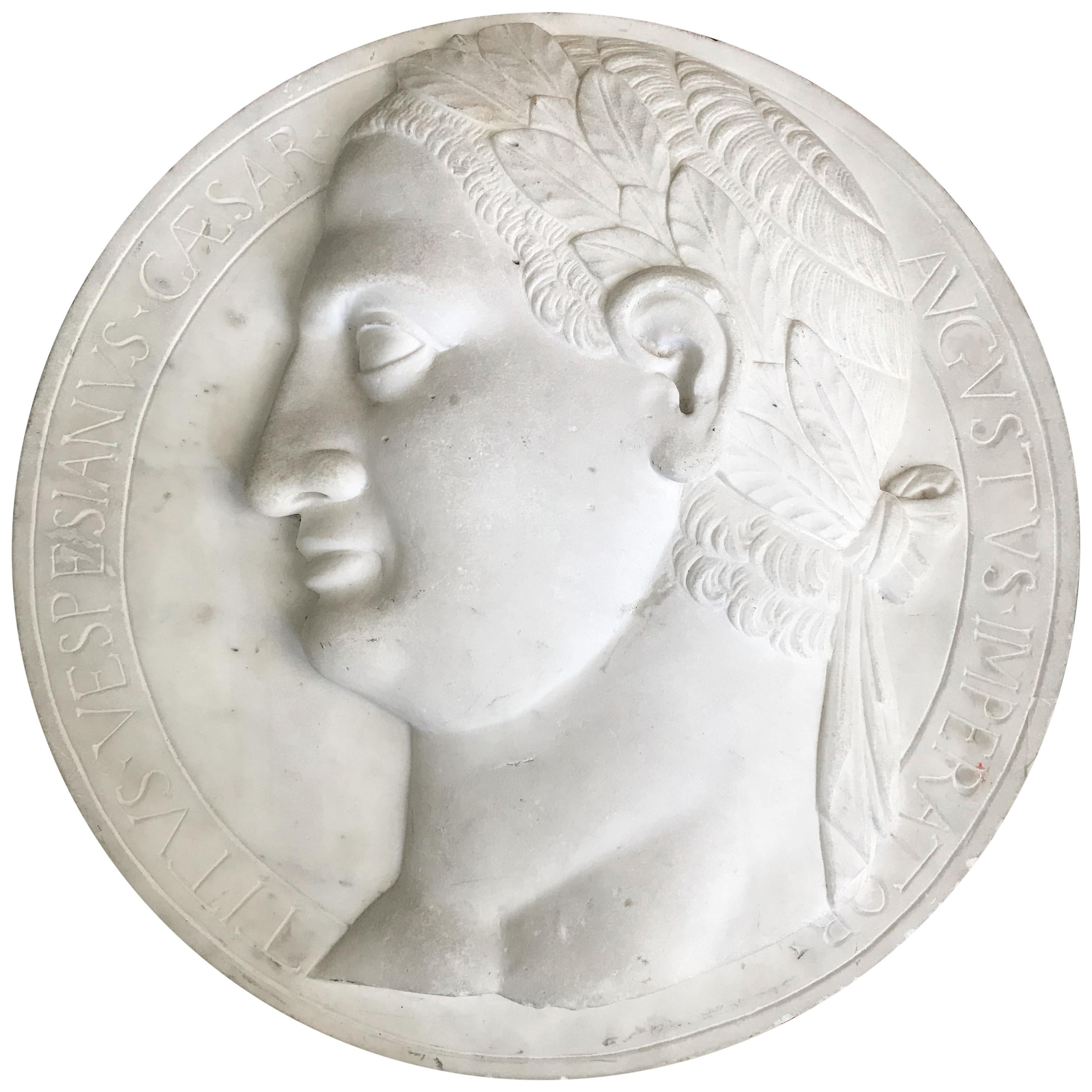 Large Marble Profile Plaque of Caesar Augustus