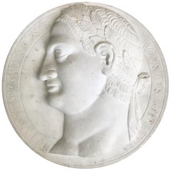 Grande plaque de profil en marbre de César Auguste