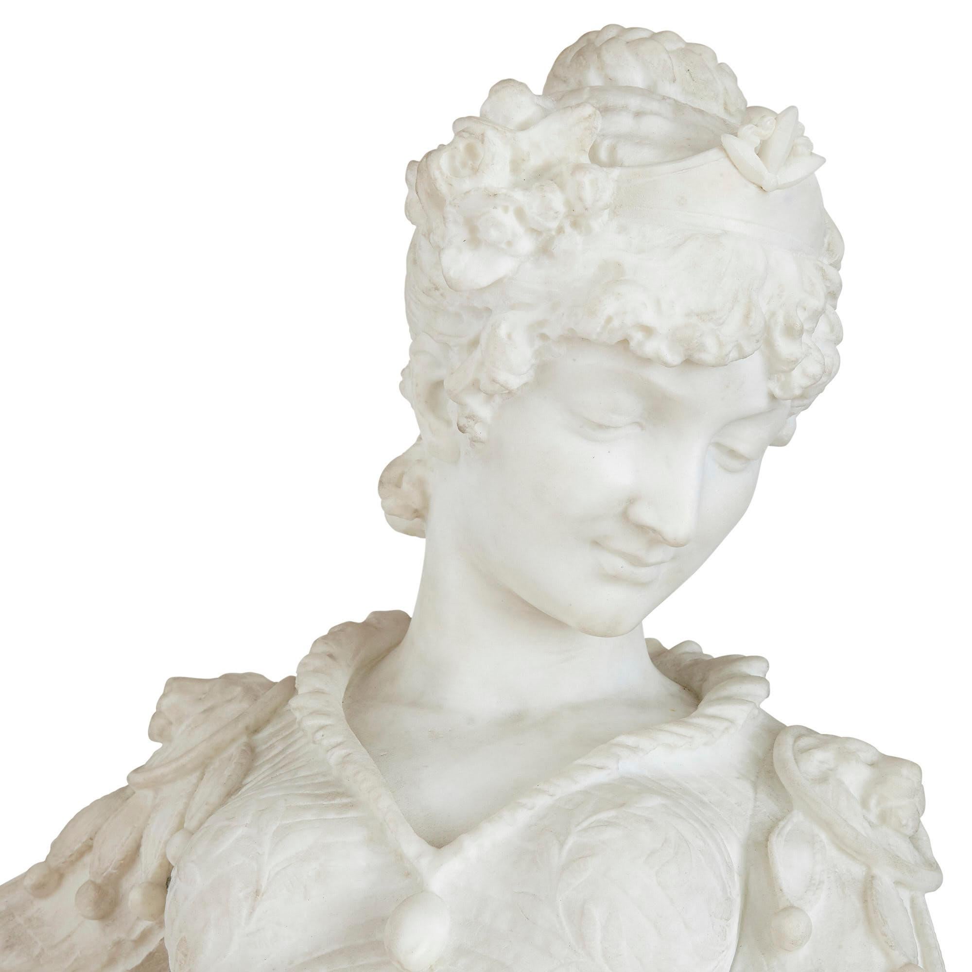 italien Grande sculpture en marbre d'une maîtresse de cirque d'Antonio Natali en vente