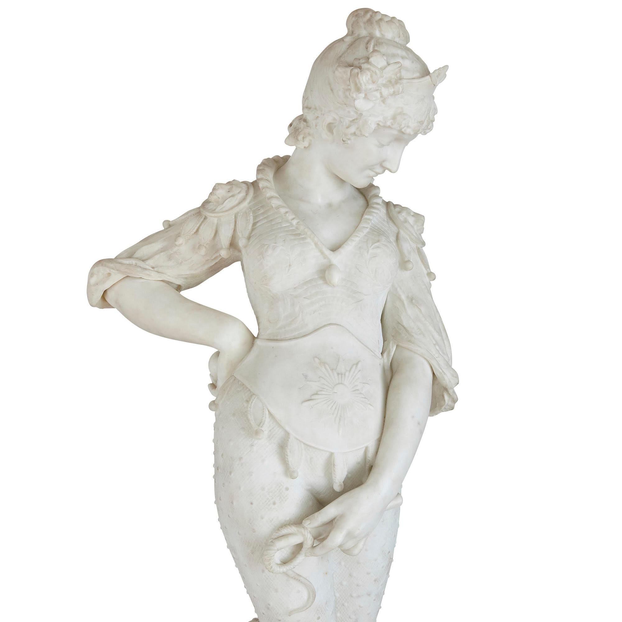 Large Marble Sculpture of a Circus Ringmistress by Antonio Natali For Sale 1