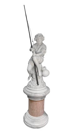 Used Large Marble Sculpture of a Fisherman boy by professor Lot Torelli