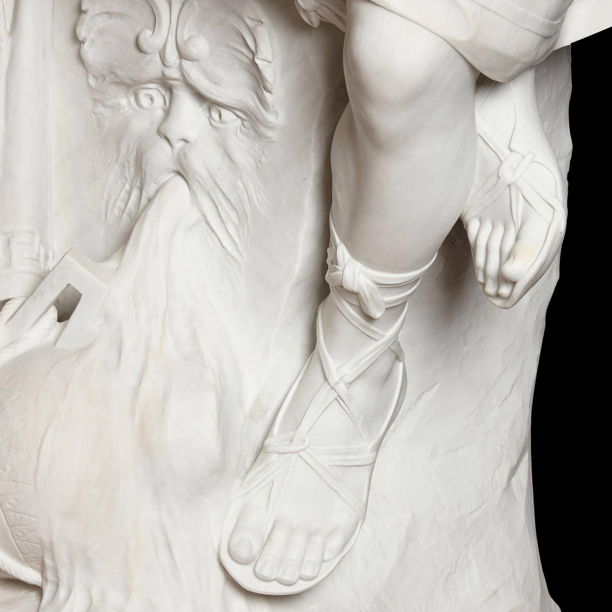 Italian Large Marble Sculpture of an Amorous Couple by Antonio Frilli For Sale