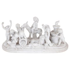 Large Marble Sculpture of Silenus and His Entourage by Paul Brou