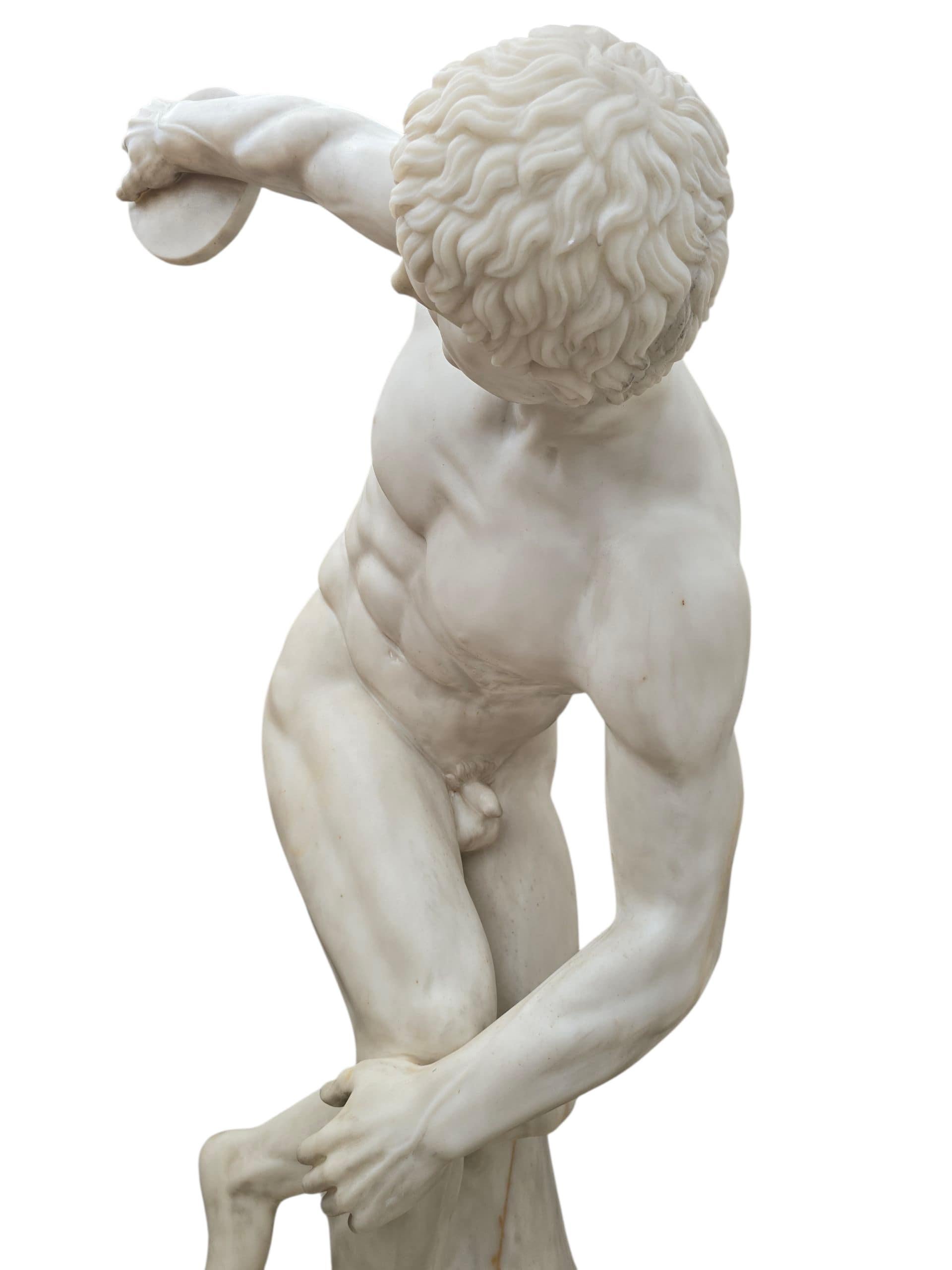 Gran escultura de mármol del Discóbolo, Italia, años 70 en Bueno estado para la venta en Madrid, ES